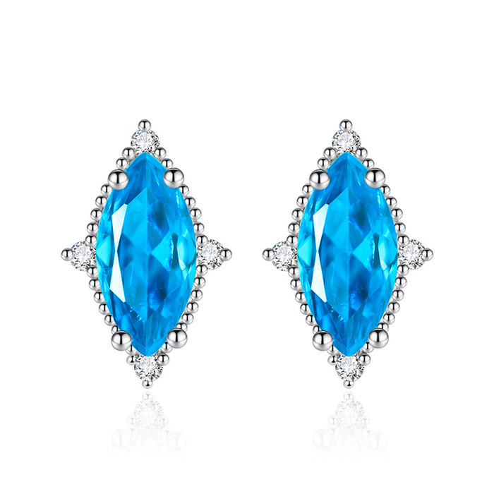 Jewelry WholesaleWholesale Colored Zircon Marquise Copper Silver Plated Stud Earrings JDC-ES-BiaoZ001 Earrings 标志 %variant_option1% %variant_option2% %variant_option3%  Factory Price JoyasDeChina Joyas De China