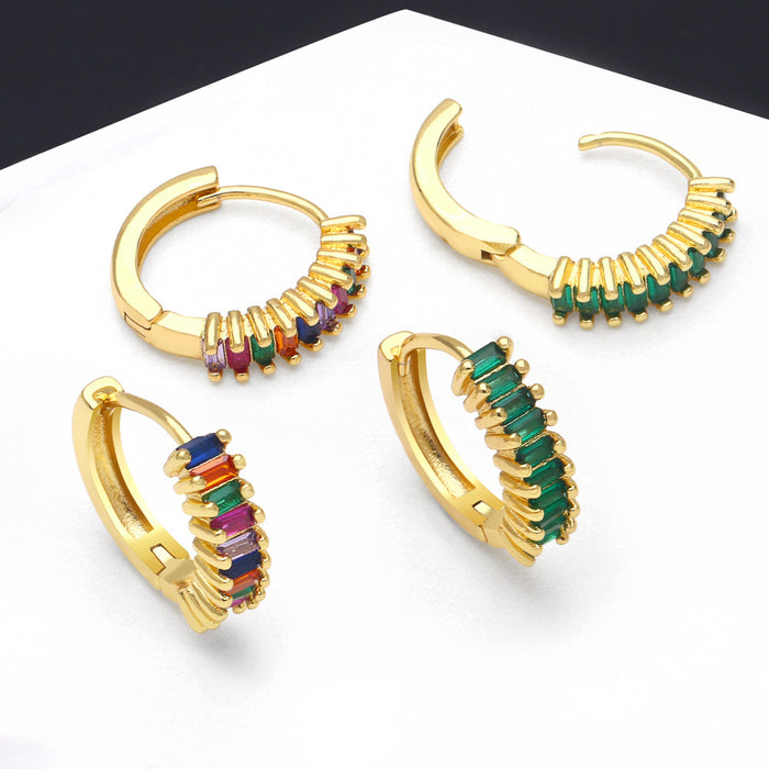 Wholesale Earrings Copper Plated 18K Gold Zircon Color JDC-PREMAS-ES-004