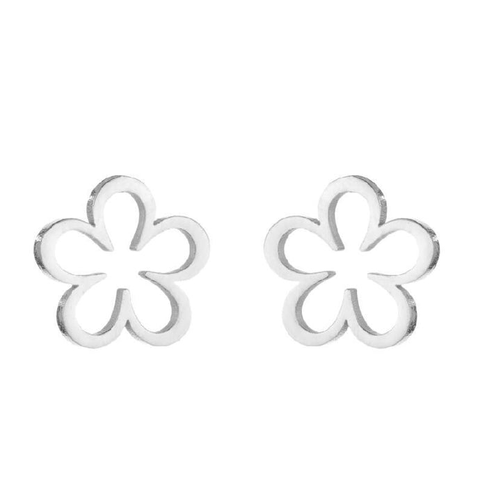Wholesale Titanium Steel Hollow Flower Earrings JDC-ES-SS012