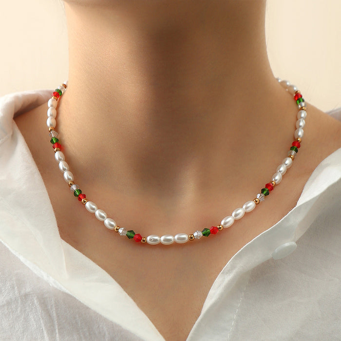 Wholesale Necklaces Alloy Christmas Pearl Crystal JDC-NE-NZ075