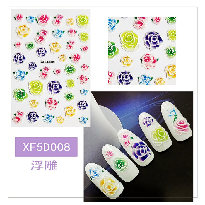 Wholesale Eco-Friendly Resin 5D Embossed Flower Nail Stickers MOQ≥10 JDC-NS-Jinjia003
