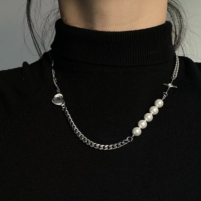 Collar de collar al por mayor empalmante de perlas reflectantes hip hop moq≥2 jdc-ne-dengc009