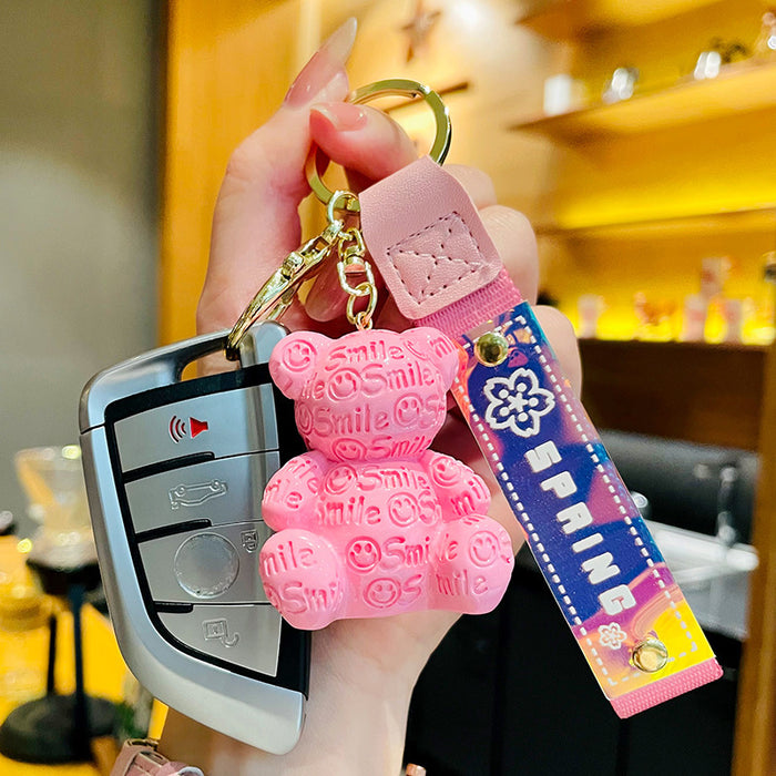 Wholesale Resin Alphabet Bear Keychain Cute Schoolbag Pendant JDC-KC-ManM025