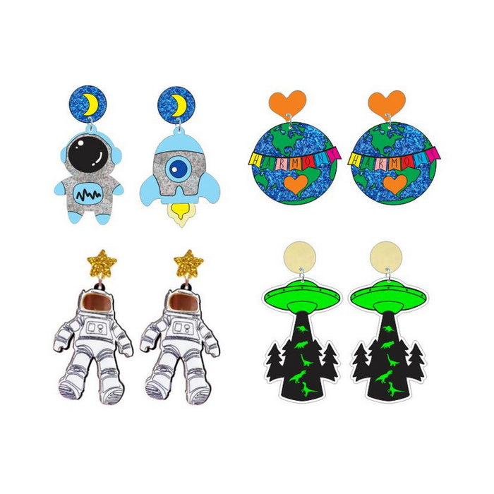 Wholesale earrings acrylic astronaut spaceman MOQ≥2 JDC-ES-XUEP054