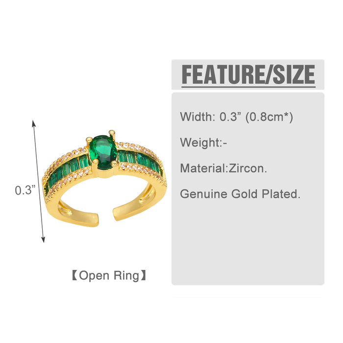 Wholesale Ring Copper Plated 18K Gold Zircon Color Adjustable JDC-PREMAS-RS-021