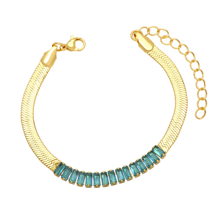 Wholesale Bracelet Copper Plated 18K Gold Zircon Colored Snake Bone Chain JDC-PREMAS-BT-021