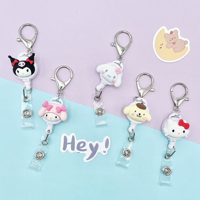 Wholesale Keychains Plastic Silicone Cute Cartoon Retractable Pull Buckle Round Cable Puller (S) MOQ≥2 JDC-KC-DKWH005