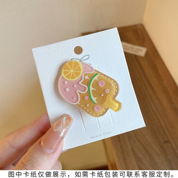 Wholesale hairpin clip acrylic ice cream childlike cartoon MOQ≥2 JDC-HC-WangFeng002