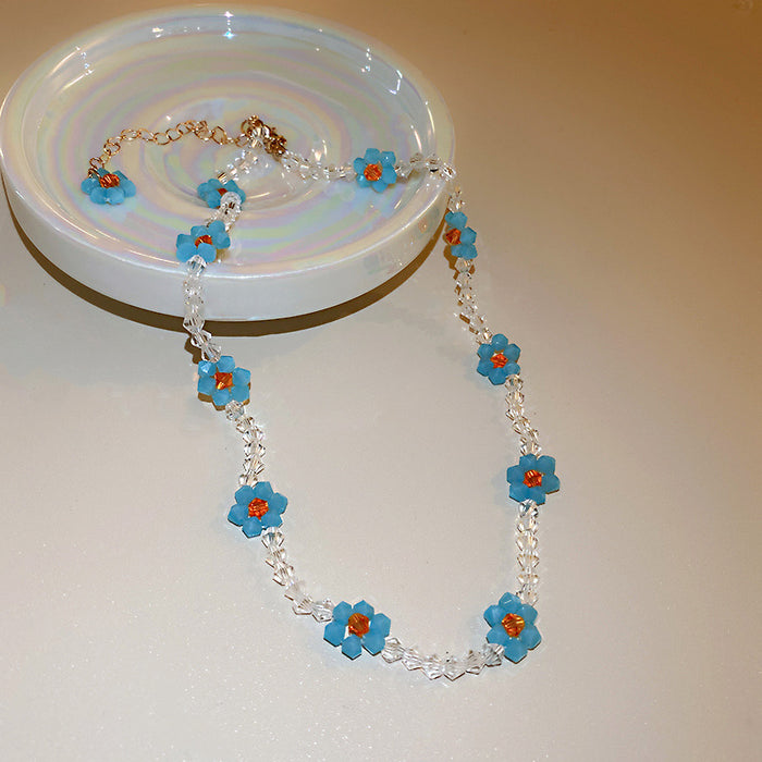 Wholesale Sweet Crystal Flower Necklace JDC-NE-BY075