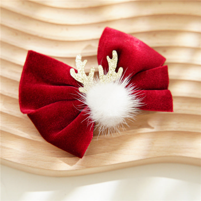 Clips de cabello al por mayor Flannel Christmas Kids Bows JDC-HC-ST005