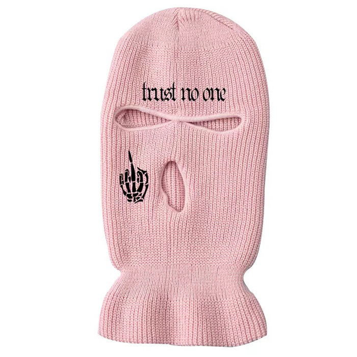 Wholesale Embroidered Letter Hand Grab Three Hole Knit Hat Ear Guard Cycling Cap MOQ≥2 JDC-FH-YueH007