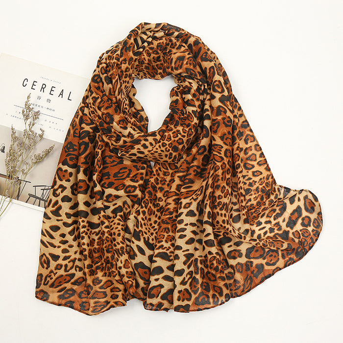 Wholesale Scarf Polyester Leopard Shawl Ladies Warm Thickened JDC-SF-Jiaw003