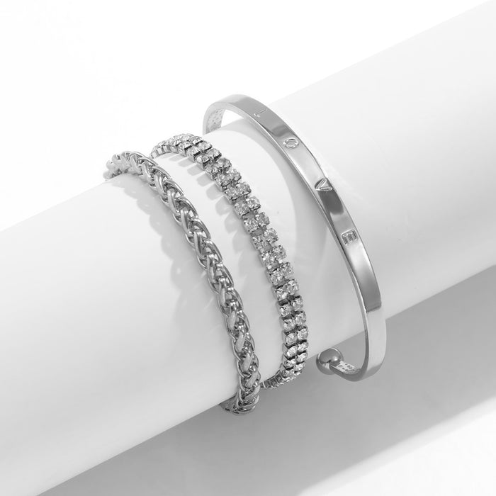 Wholesale Diamond LOVE Letter Iron Tennis Chain Bracelet Set JDC-BT-XueR013