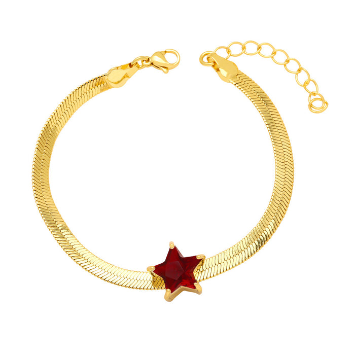 Wholesale Bracelet Copper Zircon Pentagram Snake Bone Chain JDC-BT-AS161
