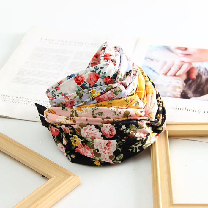 Wholesale cloth floral headband wide-brimmed cross knotted forest sweet JDC-HD-tengZ002