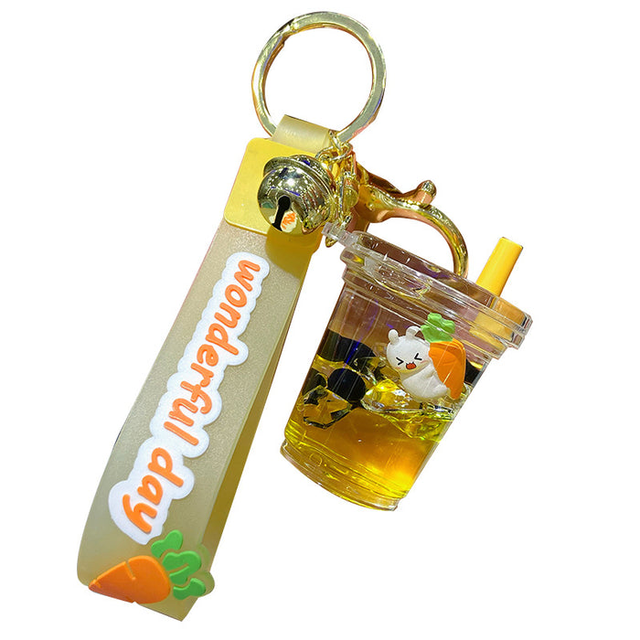 Wholesale iced milk tea animal oil keychain pendant MOQ≥4 JDC-KC-NGe001