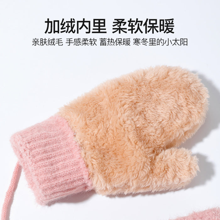 Wholesale Gloves Plush Thickening Warm Cute Rabbit Whole Finger Hanging Neck MOQ≥2 JDC-GS-GuD021
