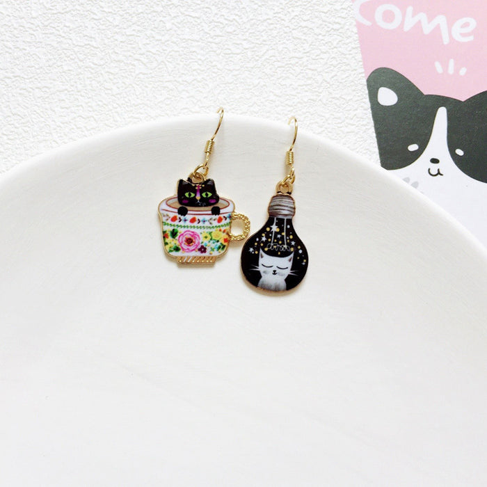 Wholesale Earrings Alloy Ceramic Cat Stud Earrings MOQ≥10 JDC-ES-Lxx002