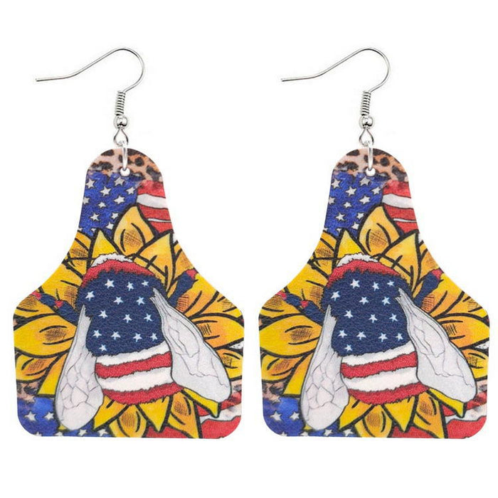 Wholesale 4th of July Independence Day Earrings PU Leather Earrings JDC-ES-KDL003