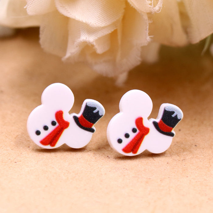 Wholesale Earrings Acrylic Christmas Cute Hat Stud Earrings MOQ≥5 JDC-ES-XYan005
