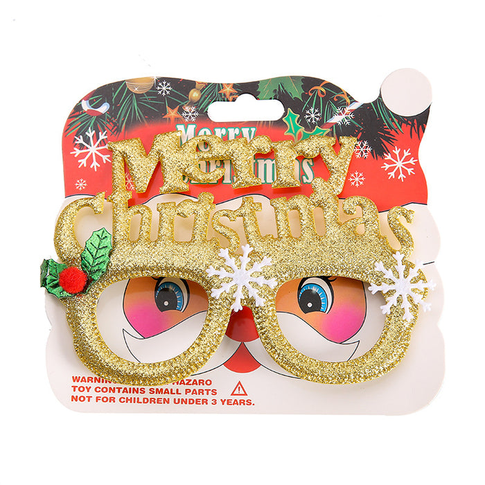 Decoraciones al por mayor Decoración de tela de oro de oro de plástico Gafas de decoración de Navidad no tejidas Moq≥2 JDC-DCN-Huijing002