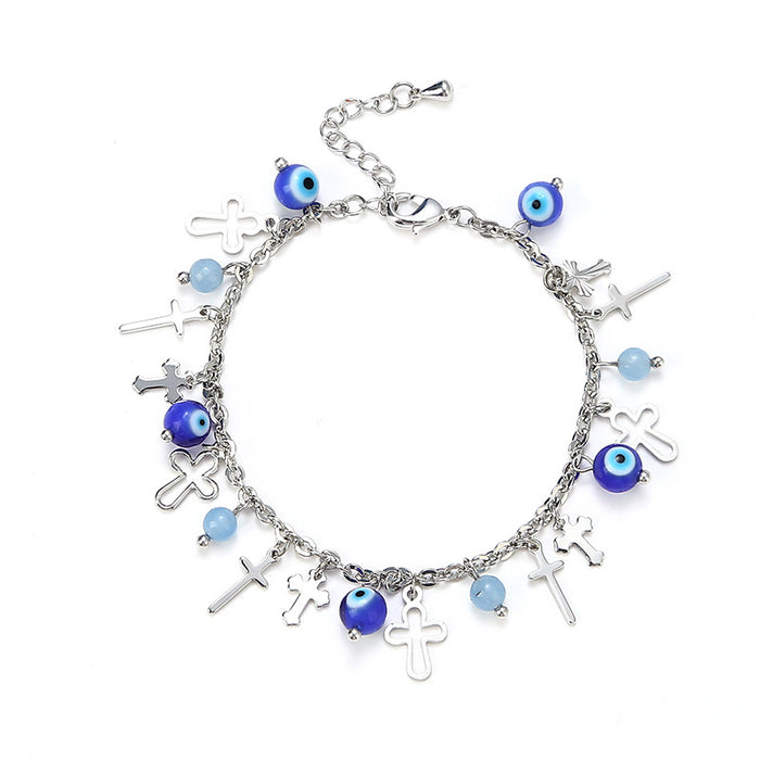 Wholesale Bracelet Copper Cross Blue Devil's Eye MOQ≥2 JDC-BT-ChenG012
