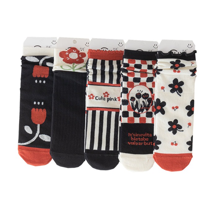 Wholesale Socks Cotton Preppy Floral Stockings JDC-SK-AoH002