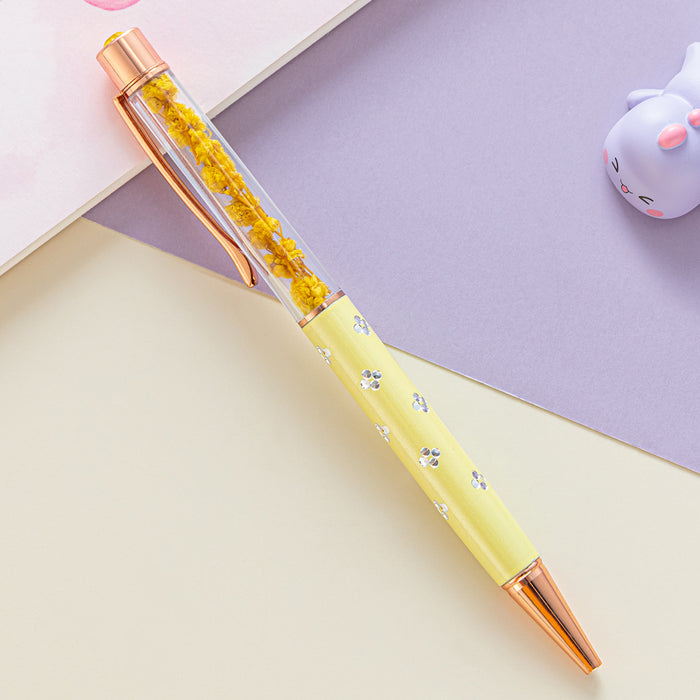 Pen de bolsillo al por mayor Pen metálico gel de flores secas JDC-BP-Hongd002