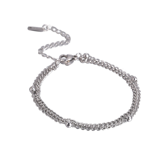 Wholesale Bracelet Stainless Steel Double Layered Strap Bead Chain JDC-BT-QiJu012