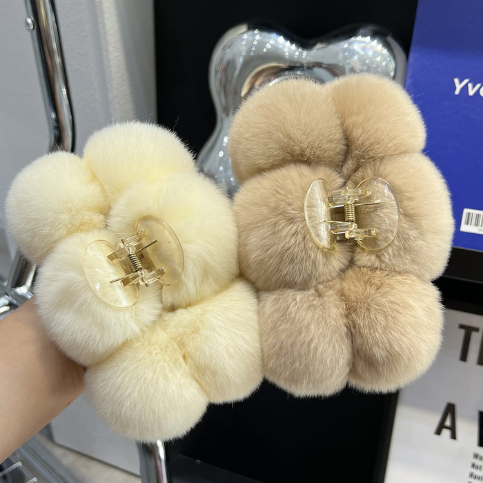 Wholesale Hair Clips Rabbit Fur Ball Large Plush MOQ≥2 JDC-HC-JIAOL001