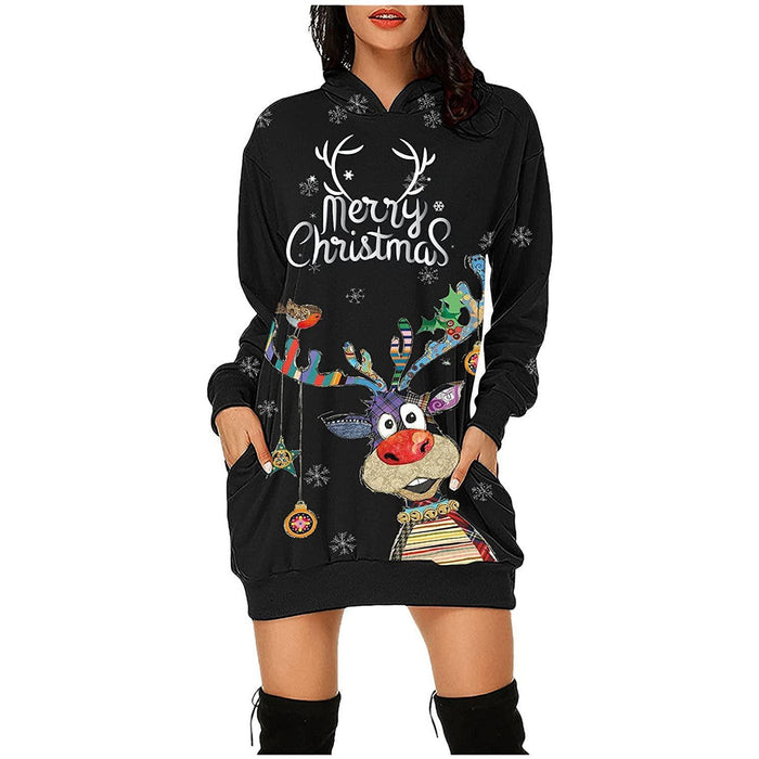 Wholesale Women's Christmas Printed Hooded Dress JDC-CTS-YPW001