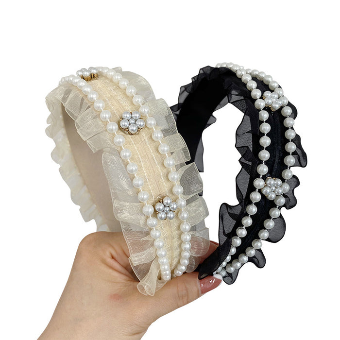 Wholesale headband pearl lace pearl fold JDC-HD-Suim008