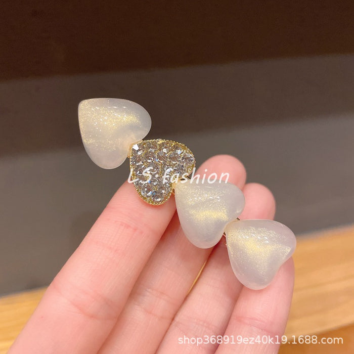Wholesale sweet love hairpin side clip rhinestone pearl duckbill clip JDC-HC-LiS007