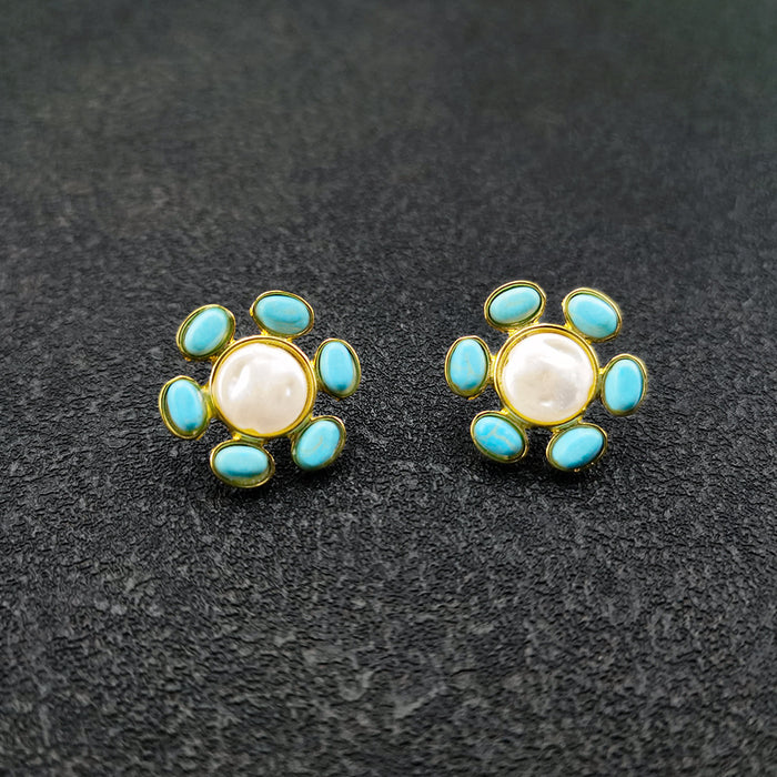 Wholesale Alloy Pearl Turquoise Earrings MOQ≥2 JDC-ES-JYS023
