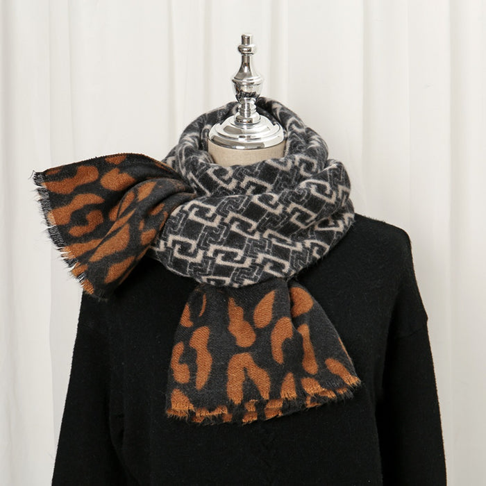 Wholesale Scarf Polyester Leopard Print Shawl Ladies Warm Thick JDC-SF-XJY006