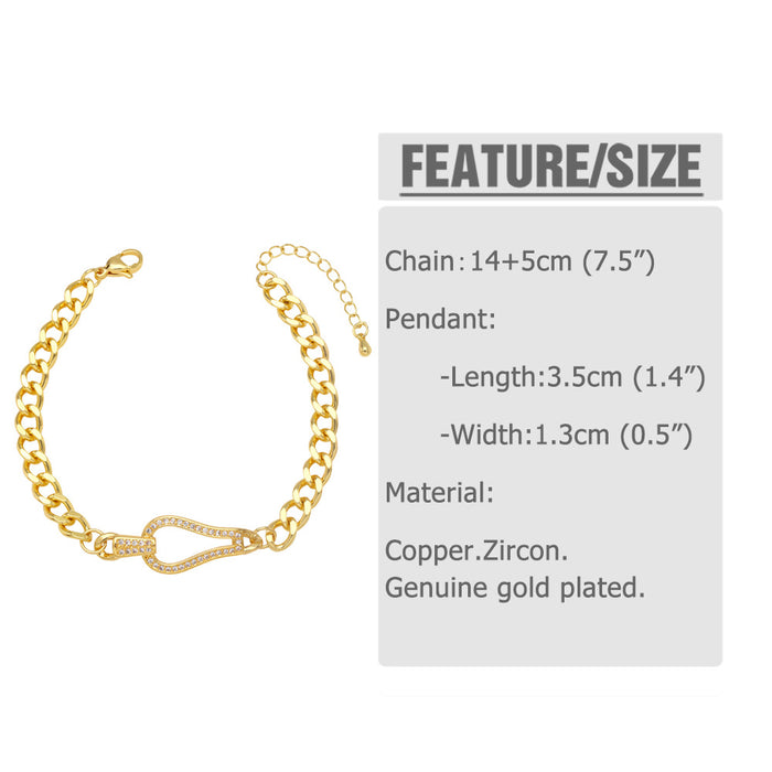 Wholesale Bracelet Copper Plated 18K Gold Zircon Panther Head Cuban Chain JDC-PREMAS-BT-010