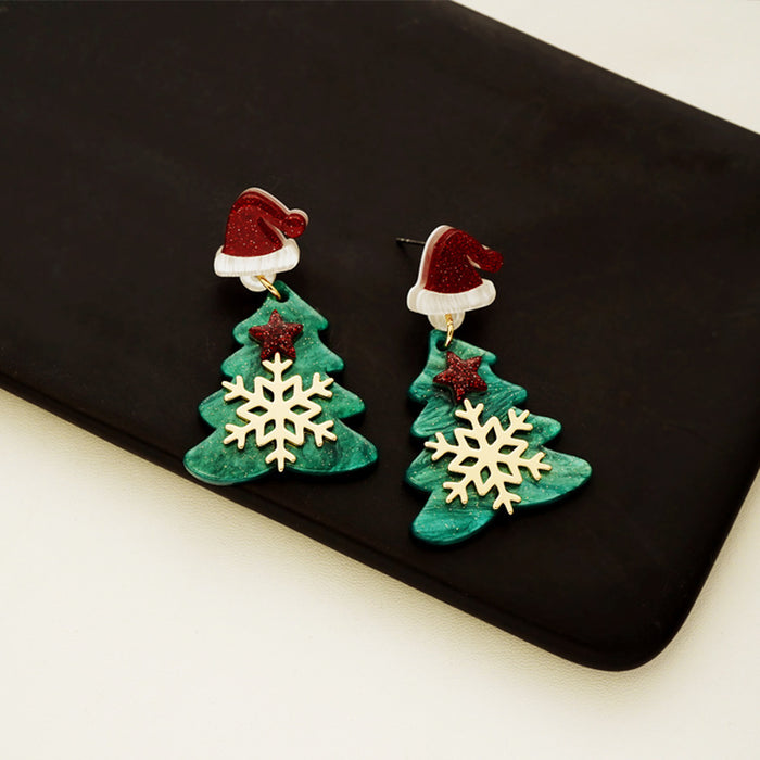Wholesale Earrings Acrylic Christmas Tree Snowflake Santa Hat Stars JDC-ES-PH002