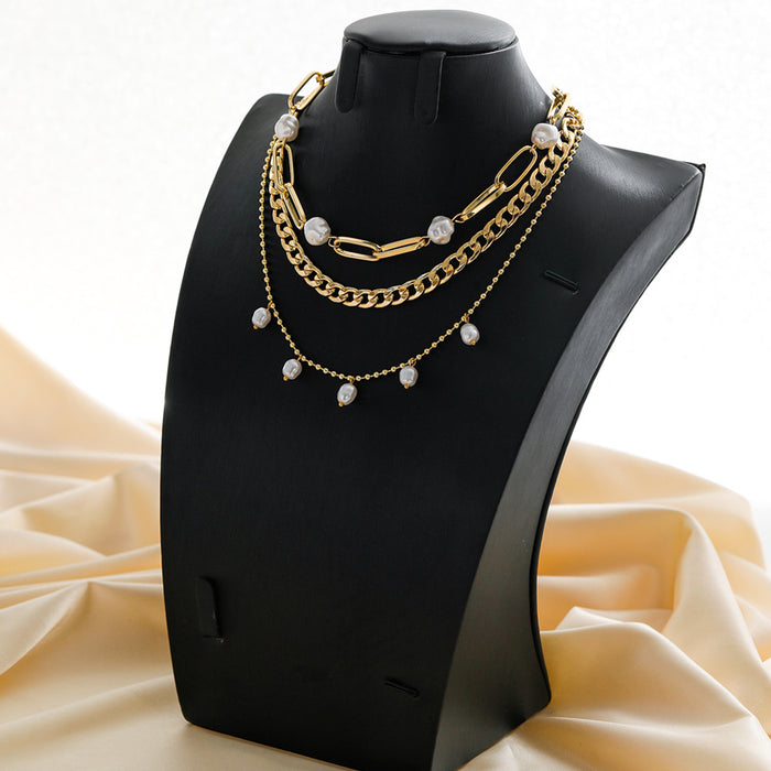Jewelry WholesaleWholesale Golden Street Shooting Popular Fashion Pearl Necklace 2 Piece Clavicle Chain JDC-NE-YiD032 Necklaces 循欧 %variant_option1% %variant_option2% %variant_option3%  Factory Price JoyasDeChina Joyas De China