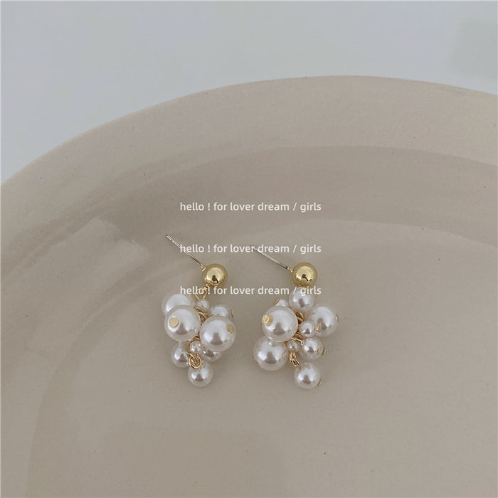 Wholesale Geometric Metal Style Heart Earrings Pearl Stud Earrings JDC-ES-Lfm014