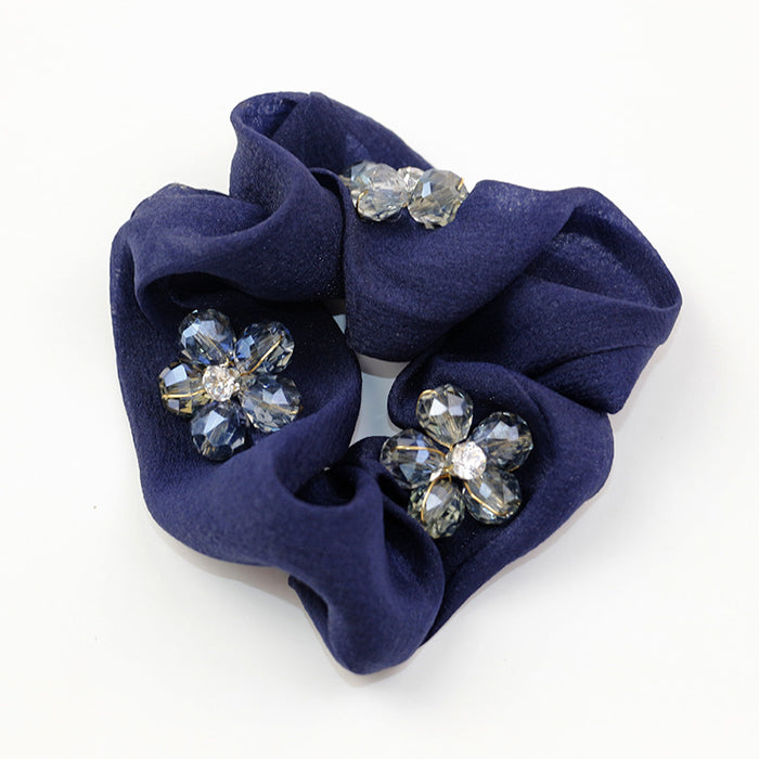 Wholesale Hair Scrunchies Gauze Premium Sense Beautiful Crystal Beads Flower JDC-HS-HMXS009