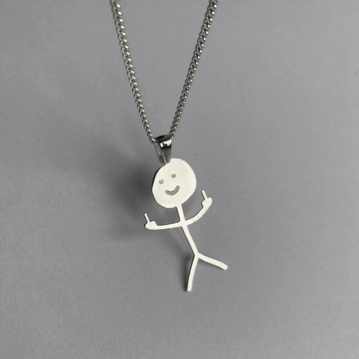 Wholesale Funny Doodle Necklace Graffiti Character Fun Stainless Steel Necklace JDC-NE-Feimeng002