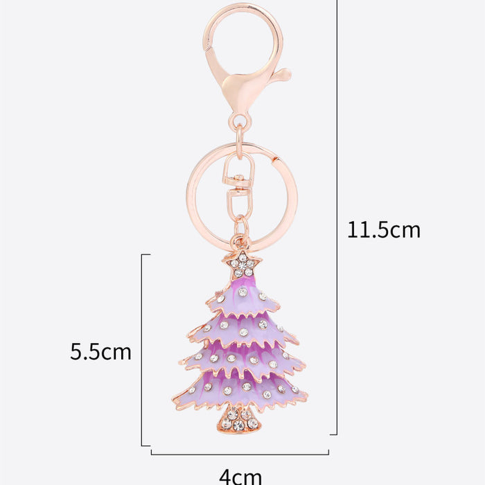 Wholesale Keychains Zinc Alloy Rhinestone Christmas Tree MOQ≥4 JDC-KC-YuanFei008