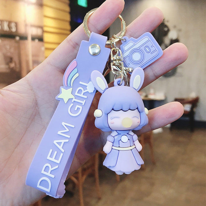 Wholesale Keychains PVC Hardware Cute Cartoon Bubble Girl (M) JDC-KC-FeiRun108