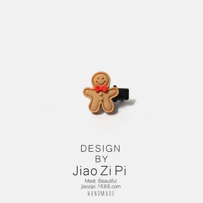 Wholesale Hair Clips Resin Gingerbread Man Christmas JDC-HC-JZP007