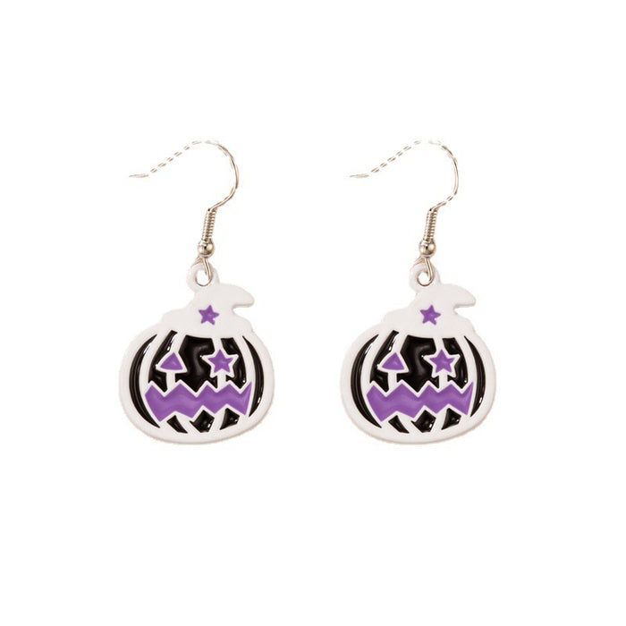 Wholesale Earrings Alloy Ceramic Halloween Pumpkin Head Earrings JDC-ES-MOM027