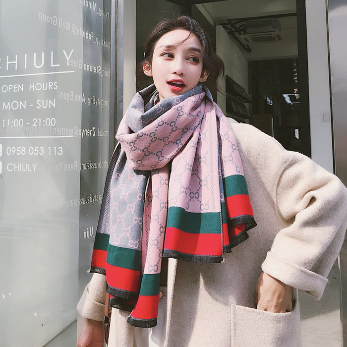 Wholesale Scarf Imitation Cashmere  Warm Thickened Shawl Double Sided (F) JDC-SF-Yichu005