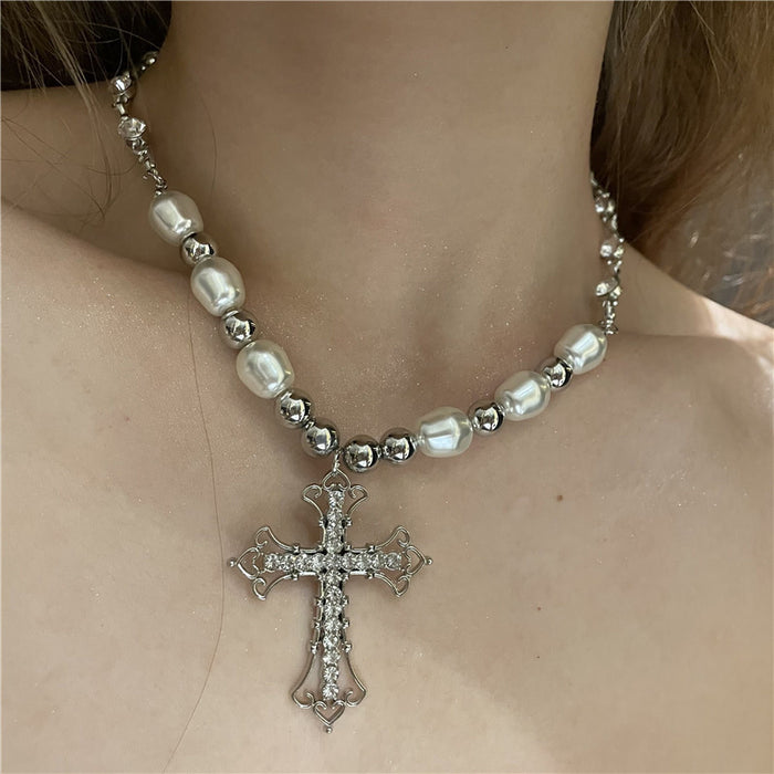 Wholesale Pearl Cross Necklace JDC-NE-YQ001