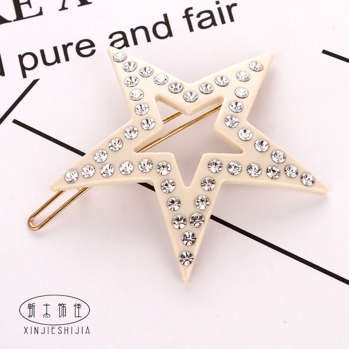 Wholesale Hair Clips Acetate Sheet Pentagram Series Full Diamond (F) JDC-HC-QIAOD001
