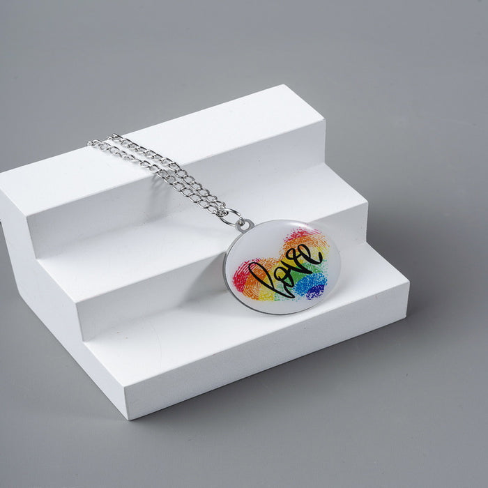 LGBT LGBT LGBT Amor de huellas dactilares Forma de nubes Rainbow Patrón de elemento gay Collar JDC-Ne-Yinh031