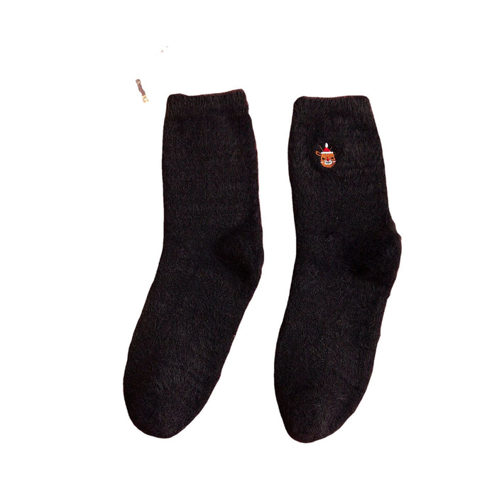 Wholesale Fuzzy Socks Coral Fleece Medium Tube Sweat Absorption Plus Fleece Cute Christmas MOQ≥2 JDC-SK-YiRou001